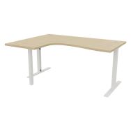 Bureau IDEA asymétrique 1 pied ret. à gauche 160 cm chêne/blanc