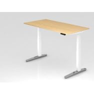 Bureau assis-debout pied blanc brillant XBHM-160x80 cm - Hammerbacher