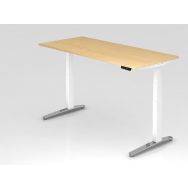 Bureau assis-debout pied blanc brillant XBHM-180x80 cm - Hammerbacher