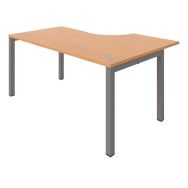 Bureau asymétrique Astro Arche 160 cm retour gauche hêtre/alu