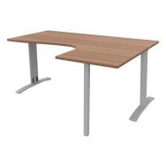 Bureau asymétrique Dalia réglable 160 cm retour droit noyer/alu