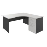 Bureau asymétrique Sirius droite + caisson 60 perle/anthracite