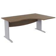 Bureau asymétrique pied ''L'' retour à droite 160 Noyer/alu