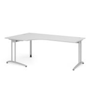 Bureau avec angle 90° série B-200x120cm-Gris-Argent