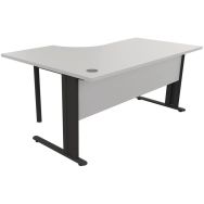 Bureau compact asymétrique pied L 160x120x60 retour droit Gris/Anthracite