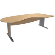 Bureau convivial pied bois ''L'' à droite Hêtre/alu