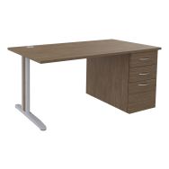 Bureau droit Quatuor sur caisson porteur pied métal - Manutan Expert