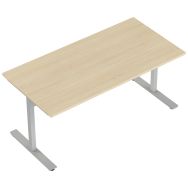 Bureau fixe Enis 140 x 70 cm pied alu plt. chêne clair