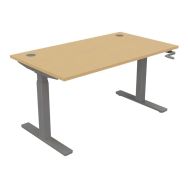 Bureau haut.réglable manivelle EVO 140x80 cm Hêtre/Alu