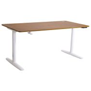 Bureau réglable électrique 1 moteur 160x80 cm Chêne Pieds blanc