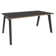 Bureau simple Steel Graphite L140xP80 cm carbone/chêne clair/carbone