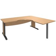 Bureau symétrique pied L Métal + VDF 160x160 Hêtre/Anthracite