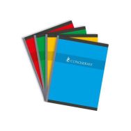 CONQUERANT Cahier 17x22cm Petits Carreaux 5mm 192 Pages Brochées Couverture Carte Coloris Assortis