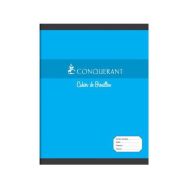 CONQUERANT Cahier de Brouillon 17x22cm Grands Carreaux Seyès 96 Pages Agrafées Couverture Carte Bleu