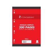 CONQUERANT Feuilles Simples A4 Petits Carreaux 5mm 200 Pages Sous Film Blanches