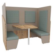 Cabine box double chêne brut/argile-vert eau