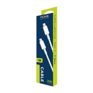 Câble de charge blanc USB-C vers USB-C 1 mètre Moxie