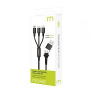Câble nylon multi-connecteurs USB-A Type-C Lightning Moxie