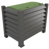 Cache conteneur en L 1 bac à 4 roues plastique recyclé - Espace Urbain