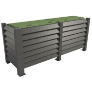 Cache conteneur en L 2 bacs à 4 roues plastique recyclé- Espace Urbain