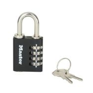 Cadenas à combinaison et clé de secours s'entrouvant