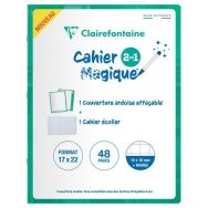Cahier Magique  couverture ardoise double face effaçable piqué blanc 17x22 48p Q.10/10 + marge
