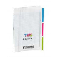 Cahier Trio '3 en 1' couverture polypropylène piqûre 96 pages 90g format 17x22 cm