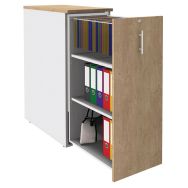 Caisson PROXI haut. 114 cm 3 tablettes 1DS blanc/chêne clair