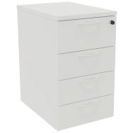 Caisson hauteur de bureau P 60 cm 4 tiroirs + top Blanc
