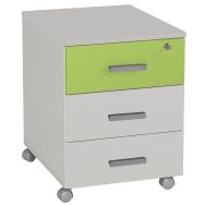 Caisson mobile Linéo blanc 3 tiroirs coloris blanc/anis