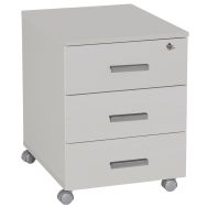 Caisson mobile Steel 3 tiroirs 42 x 56 x 60 cm coloris Blanc perle