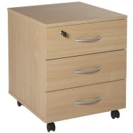 Caisson mobile mélaminé 3 tiroirs prof. 50 cm hêtre