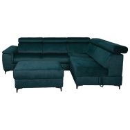 Canapé Eliot angle à droite + pouf velours non feu - océan
