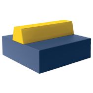 Canapé Ellipto 2 x 2 places assise 41 cm simili cuir - bleu/jaune