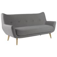 Canapé Luzy 3 places pieds bois tissu M1 Gris