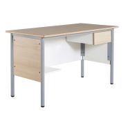 Chaire de professeur,1 tablette,1 tiroir, plateau hêtre, chants alaisés, gris