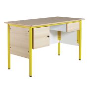 Chaire de professeur, 1 tiroir, 1 porte, plateau hêtre chants alaisés, jaune