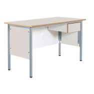 Chaire de professeur, 1 tiroir, plateau beige, chants alaisés, piètement gris