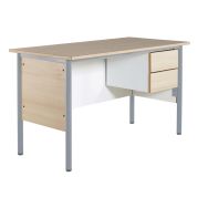 Chaire de professeur,2 tiroirs, plateau hêtre, chants alaisés, piètement gris