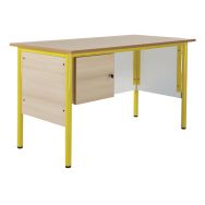 Chaire de professeur, caisson 1 porte, plateau hêtre, chants plaqués, jaune
