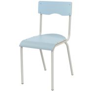Chaise 4 pieds T5 stratifié bleu/alu 9006