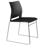 Chaise AUDE piètement traîneau chromé assise/dos polypropylène Noir