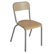 Chaise scolaire Atlas 4 pieds dossier encastré - T6 - gris RAL 9006