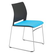 Chaise Aude pied traineau chromé ass.tissu M1 turquoise