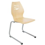 Chaise Java appui sur table pieds luge aluminium coque hêtre
