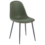 Chaise Lolita structure métal noir - assise et dossier tissu PVC vert
