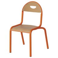 Chaise Malibu 4 pieds - T3 - assise/dossier hêtre piètement acier orange 1028