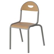 Chaise Malibu 4 pieds - T4 - assise/dossier hêtre piètement acier gris 9006