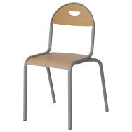 Chaise Malibu 4 pieds - T6 - assise/dossier hêtre piètement alu gris 9006