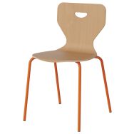 Chaise Malibu 4 pieds - T6 - coque hêtre piètement acier orange 1028